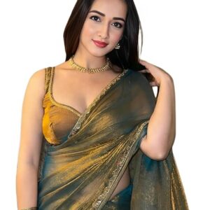Women's Soft Zimmy Choo Fandy Silk Saree With Hand Work Lace Boarder & Comes With Unstitched Blouse Piece